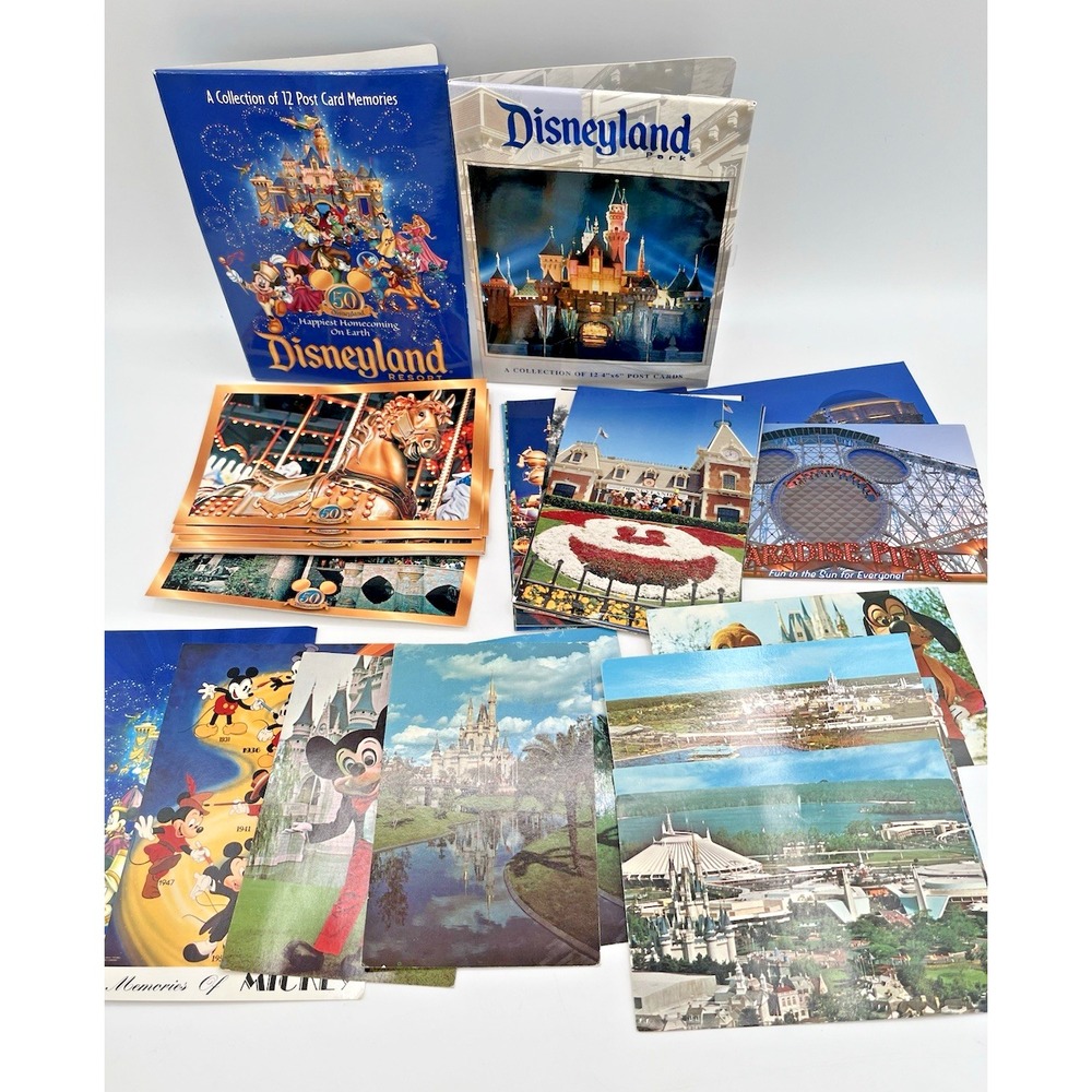 Vintage Disneyland Postcards Lot of 36 Disney Parks Mickey Mouse 2 Packs & loose